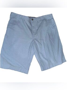 Men's Light Sky Blue Flat-Front Cotton Shorts